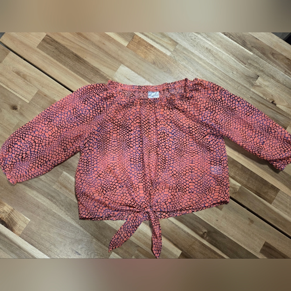 Pink and Blue Patterned Sheer Blouse D Signed By Disney